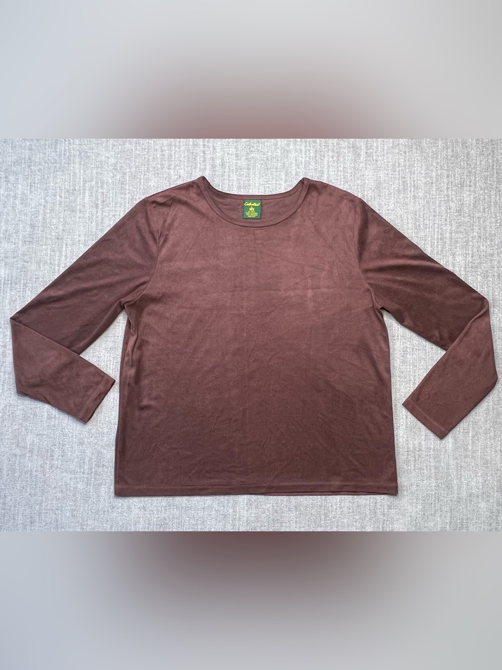 CABELAS Unisex Size L Brown long sleeve Crew Neck velvet feel vintage